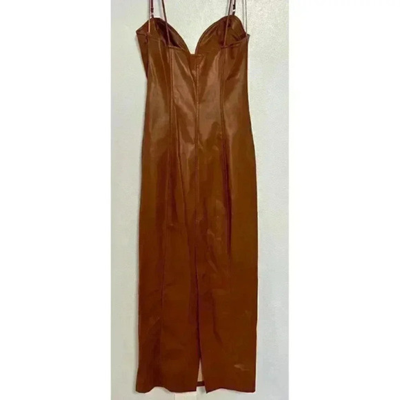 ZARA CARAMEL FAUX LEATHER Dress size‎ XS - Picture 4 of 6